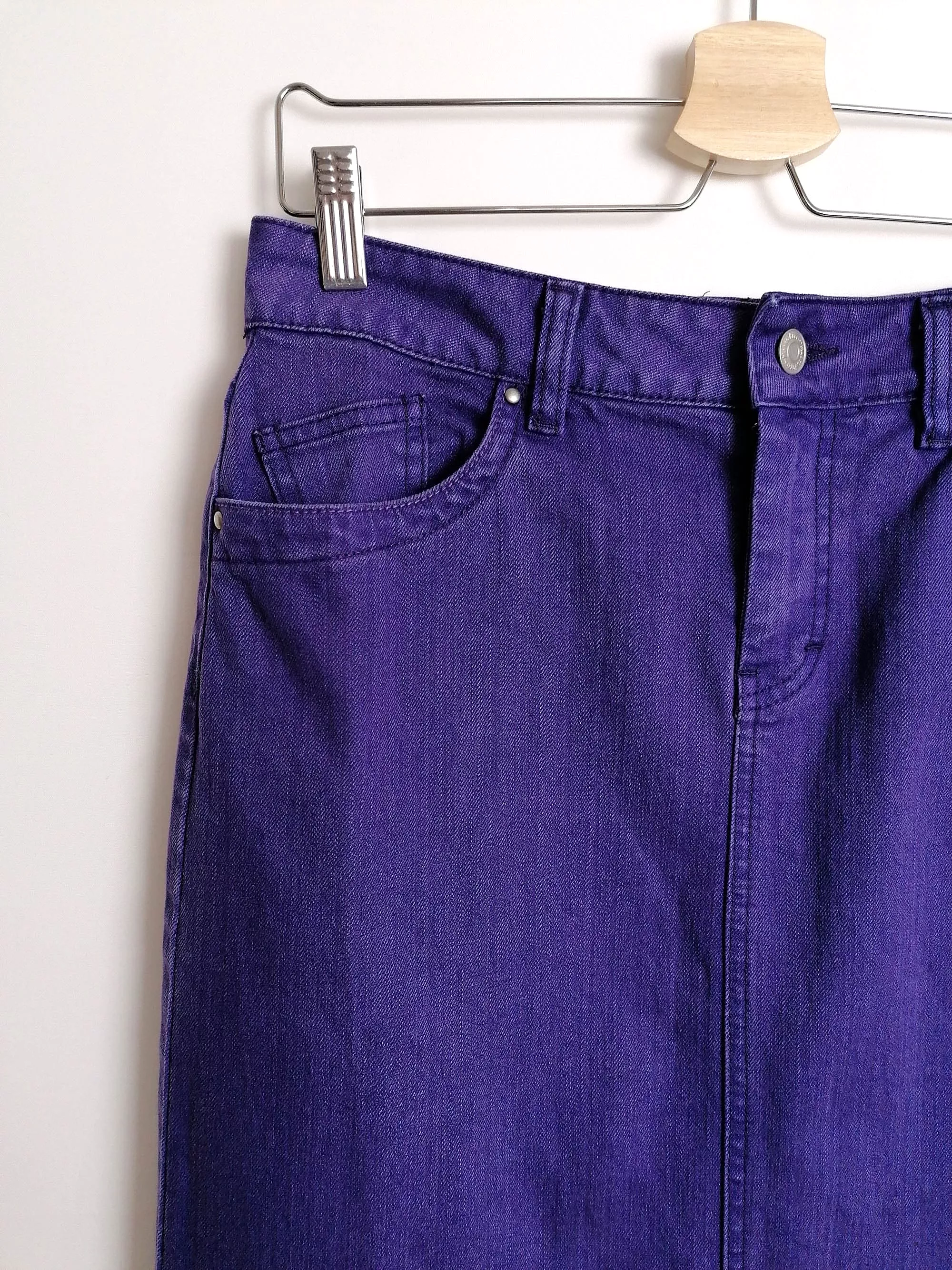 Y2K Purple Denim Pencil Skirt - size M - UK 12