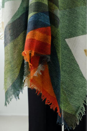 Yoko - Annica Wool Scarf - Orange Green