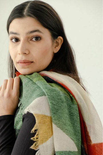 Yoko - Annica Wool Scarf - Orange Green