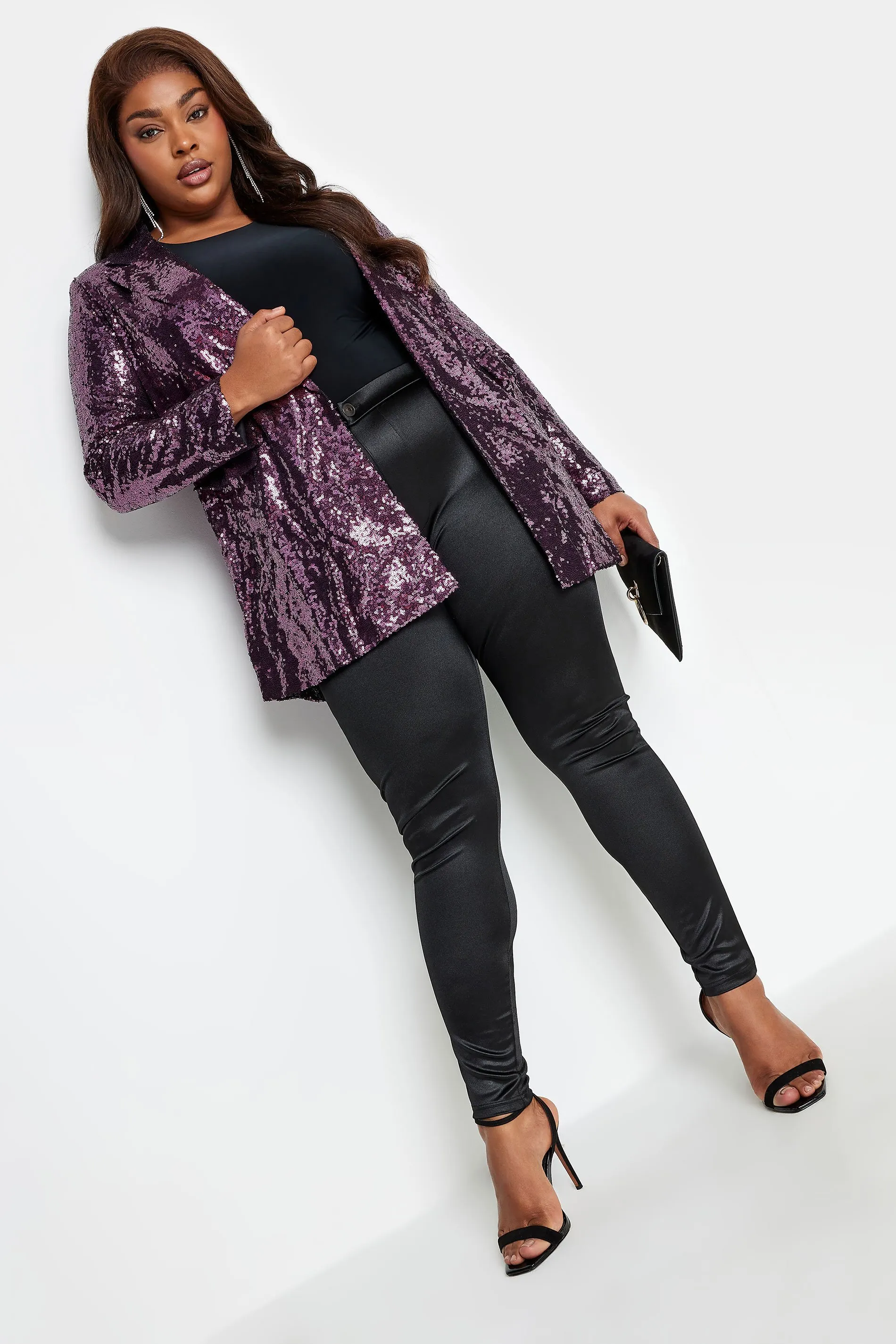 YOURS Curve Purple Sequin Embellished Blazer