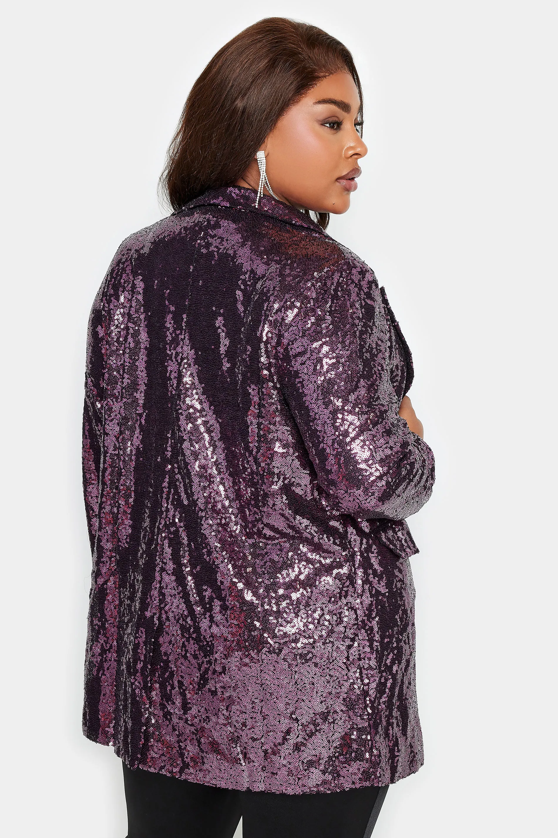 YOURS Curve Purple Sequin Embellished Blazer